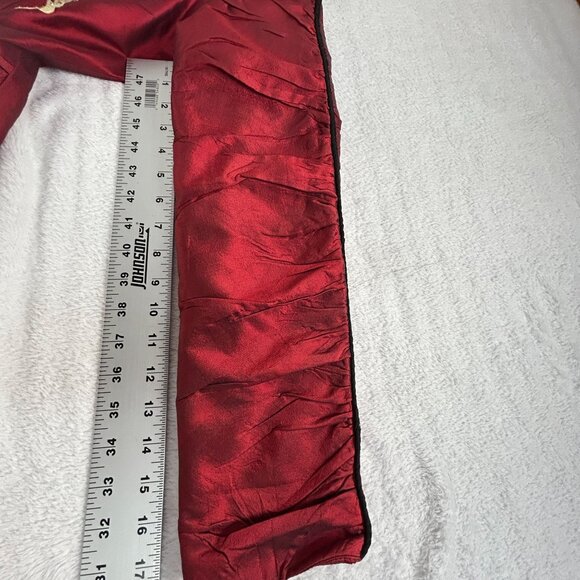 Anage Too Womens Red Silk Embroidered Blazer Jacket Medium Lined Two-Button - Picture 10 of 11